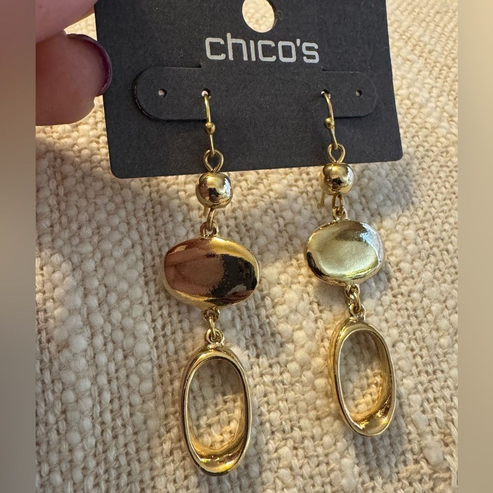 0030-Chicos Gold Tone Earrings‎ - Picture 2 of 4